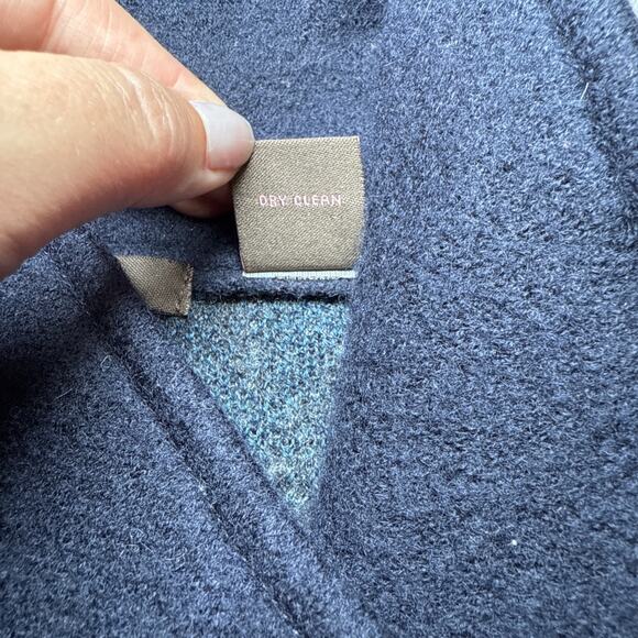 Heather B Poncho Womens Lg Wool Blend Blue Gray Full Zip Knit Sweater Cape EUC - Picture 3 of 16